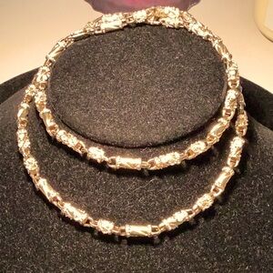 28” 18kt Gold dip Necklace w/Rhinestones inlayed in Gold - A One of a Kind Piece